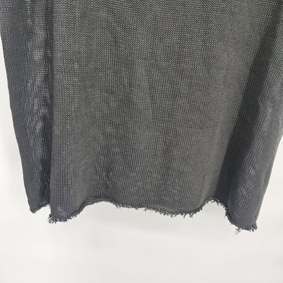 Distressed Mesh Knit Shirt Women Medium Green Short Sleeve Sheer Grunge Punk Tee - Picture 7 of 13